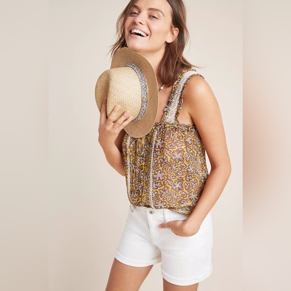 Anthropologie Women’s Bardot Sheer Crochet Sleeve Chiffon Blouse Size 6 - Picture 3 of 16